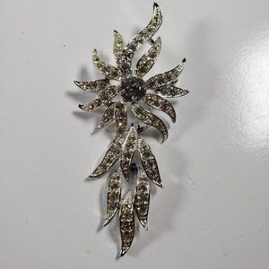 Vintage Sarah Coventry 1950's Silver Tone Rhinestone Articulated Brooch
